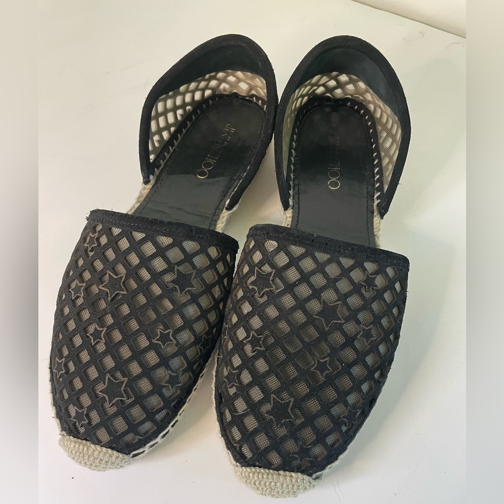Jimmy Choo Black Suede Star Espadrille